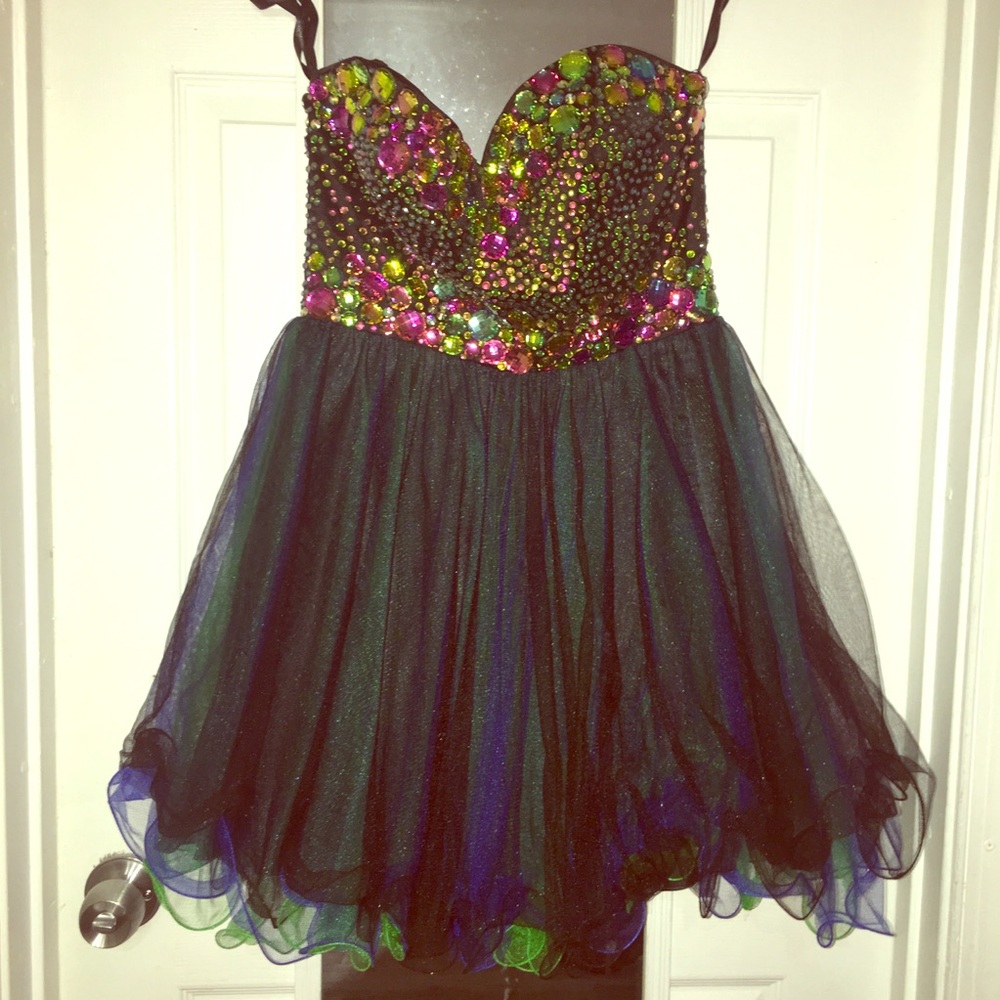 Tony Bowls Dark Iridescent Prom Dress